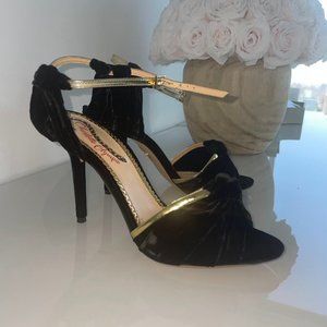 Brand New Charlotte Olympia Broadway Black Velvet Knotted Sandals
